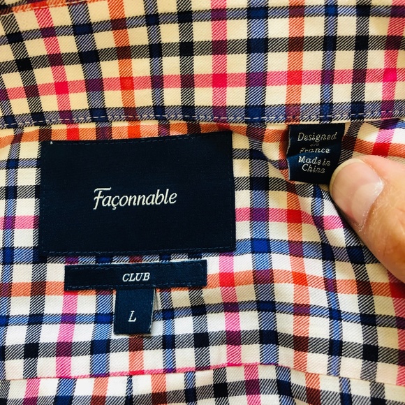 Faconnable Club Multicolor Check Casual Shirt L - Picture 6 of 8